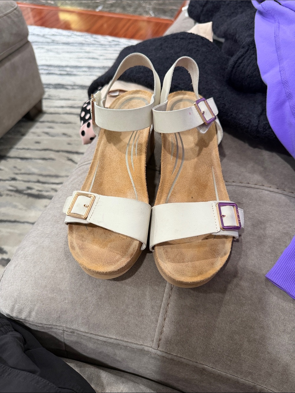 AETREX women's lexa wedge sandal in ivory 7.5 - Picture 3 of 7